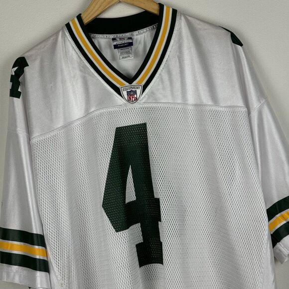 VINTAGE Reebok Green Bay Packers Jersey Mens XXL 2XL White Brett Favre Football - Picture 1 of 8